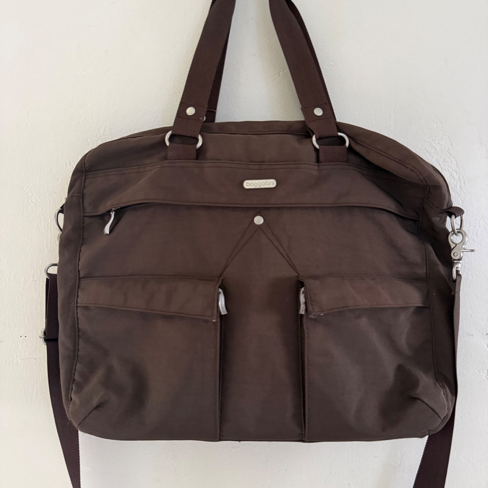 Baggallini Executive‎ Satchel Tote Brown Crossbody Messenger Bag Purse